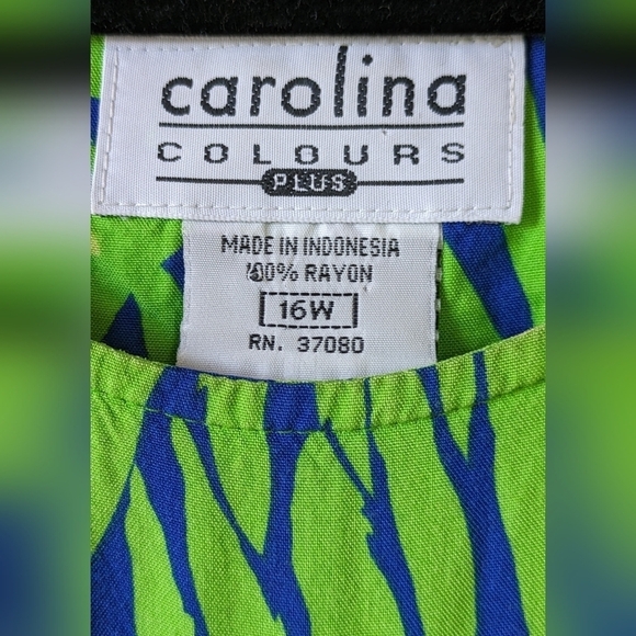 Vintage CAROLINA COLOURS Sleeveless Maxi Dress, Tropical Print, Lace-up, 16W - Picture 7 of 8